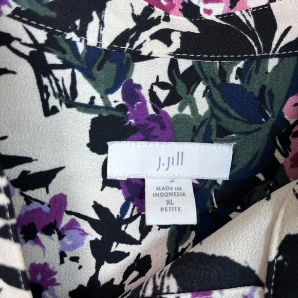 J Jill Womens Floral Button Up Top Size XL Petite Bloomcore Office Career Artsy - Picture 3 of 9